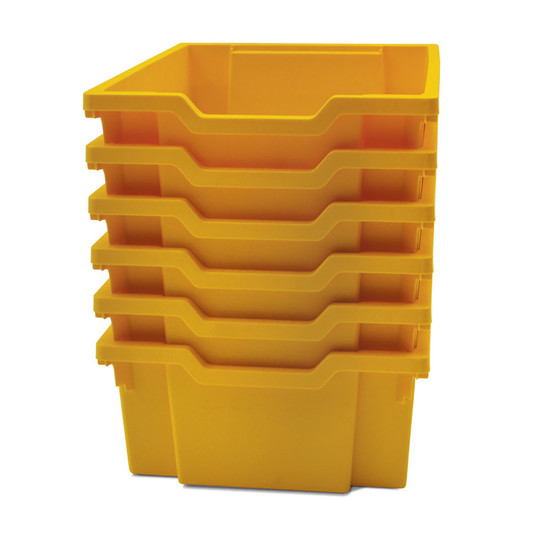 Deep F2 Tray, Sunshine Yellow, 1.3'' x 1.8'' x .9'', Heavy Duty School, Industrial & Utility Bins, Pack of 6