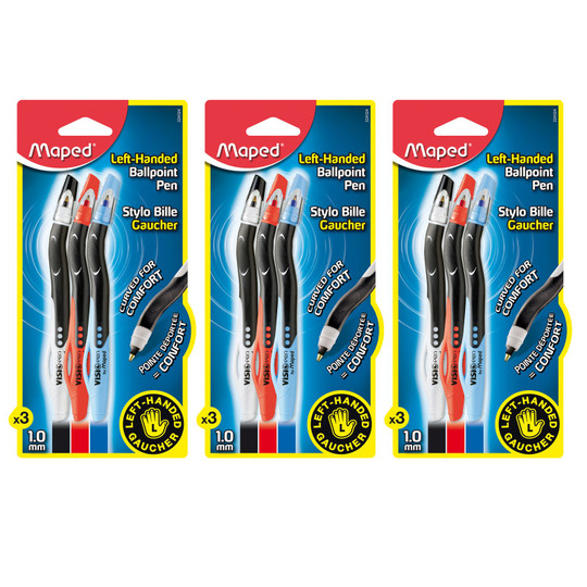 Visio Pen Ball-Point For Lefties, 3 Per Pack, 3 Packs