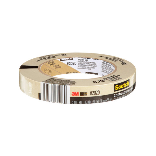 Contractor Grade Masking Tape, .70 in x 6.1 yd (18mm x 55m), 1 Roll