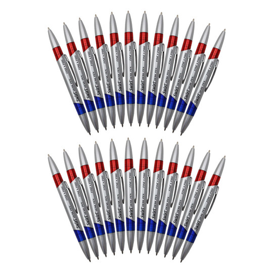 Swirl Ink Pens, Red/Blue Combo, 12 Per Pack, 2 Packs
