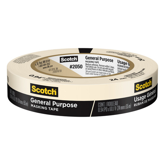 General Purpose Masking Tape, .94 in x 6.1 yd (24mm x 55m), 1 Roll