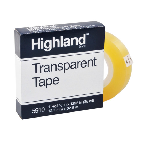 Transparent Tape, 1/2'' x 1296'' Per Roll, 1'' Core