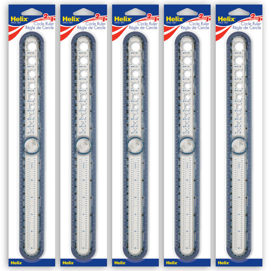 2-in-1 Circle Ruler Measuring & Compass Tool 12'' / 30cm, Pack of 5