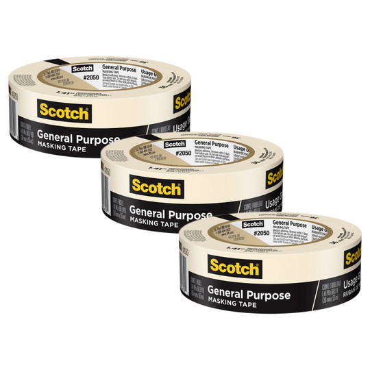 General Purpose Masking Tape, .41 in x 6.1 yd (36mm x 55m), 3 Rolls
