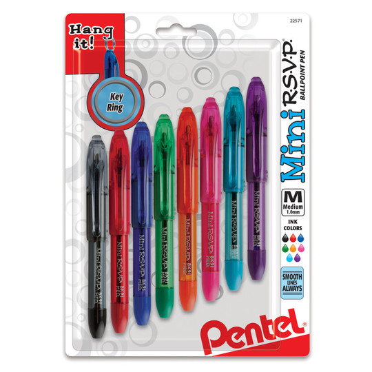 . Mini Ballpoint Pens, 8 Per Pack, 2 Packs