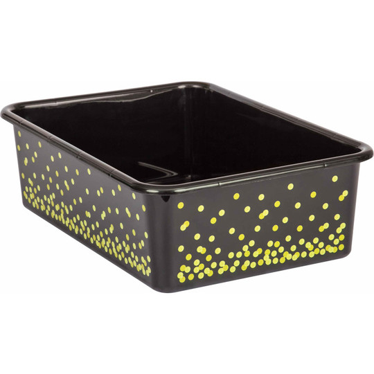 Black Confetti Large Plastic Storage Bin