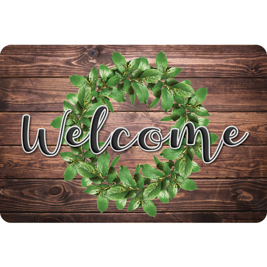 The Original Fun Mat, Welcome Mat, 1. 5'' x 2. 5'', Green Wreath Welcome