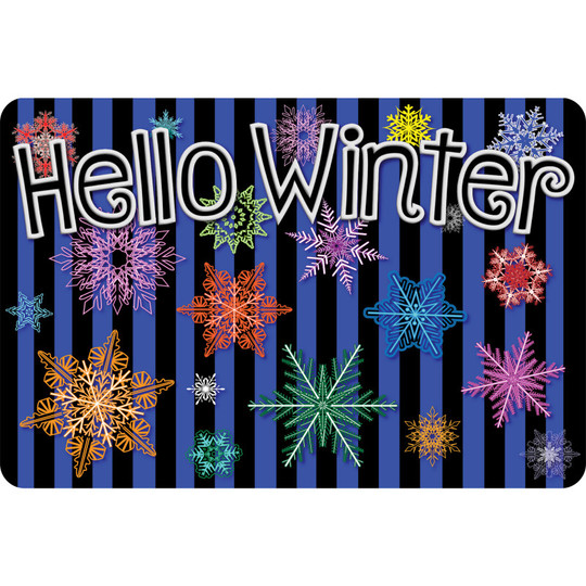 The Original Fun Mat, Welcome Mat, 1. 5'' x 2. 5'', Hello Winter Colorful Snowflakes