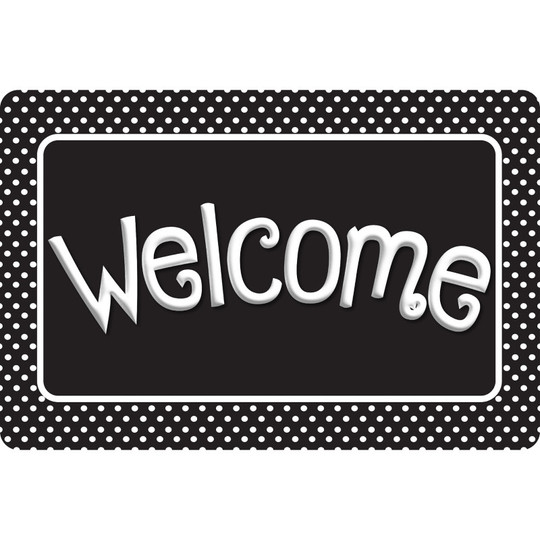 Smart Poly, The Original Fun Mat, Welcome Mat, 1. 5'' x 2. 5'', Black and White Polka Dots, Welcome