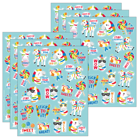 Fruit Zebras Fruit Punch Scented Stickers, 80 Per Pack, 6 Packs