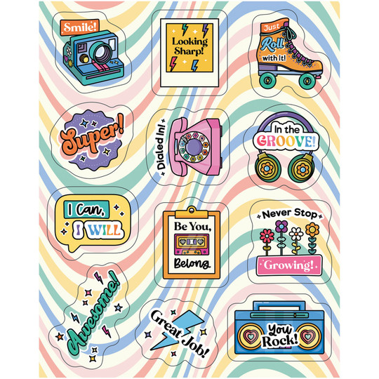 Happily Ever Elementary Retro Remix Motivators Motivational Stickers, Pack of 72