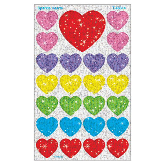 Sparkle Hearts superShapes Stickers-Sparkle, 100 ct