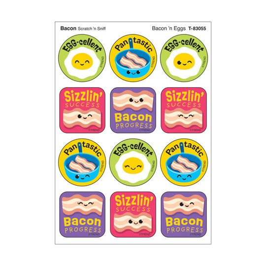 Bacon 'n Eggs, Bacon Scent Scratch 'n Sniff Stinky Stickers, Pack of 48