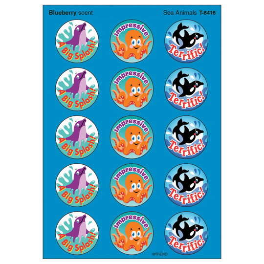 Sea Animals/Blueberry Stinky Stickers, 60 Ct