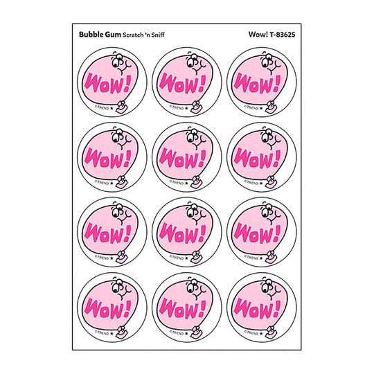 Wow!/Bubble Gum Scented Stickers, Pack of 24