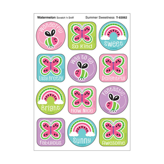 Summer Sweetness, Watermelon Scent Scratch 'n Sniff Stinky Stickers, Pack of 48
