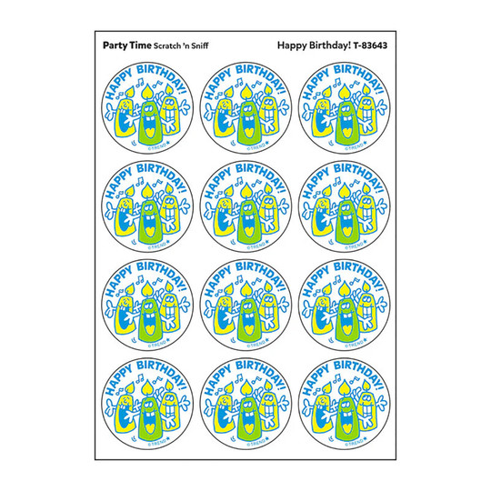 Happy Birthday!/Party Time scent Retro Scratch 'n Sniff Stinky Stickers, 24 c