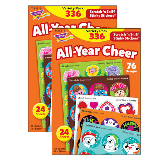 All Year Cheer Stinky Stickers Variety Pack, 336 Count Per Pack, 2 Packs
