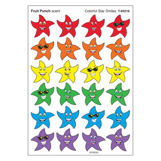 Colorful Star Smiles/Fruit Punch Stinky Stickers, 96 c