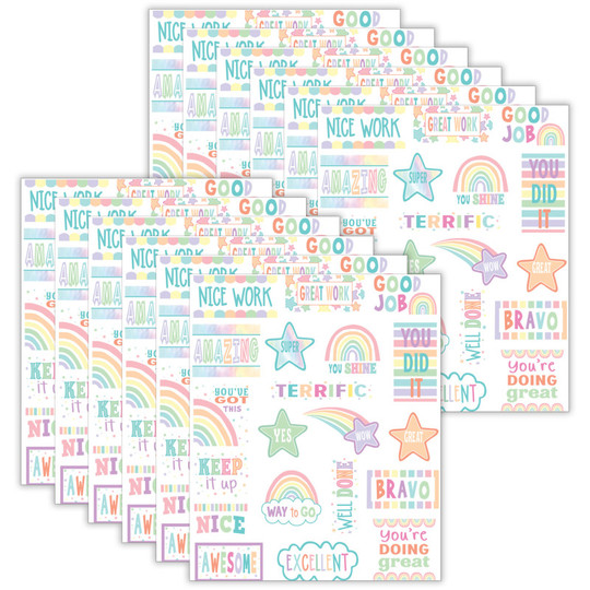 Pastel Pop Stickers, 120 Per Pack, 12 Packs