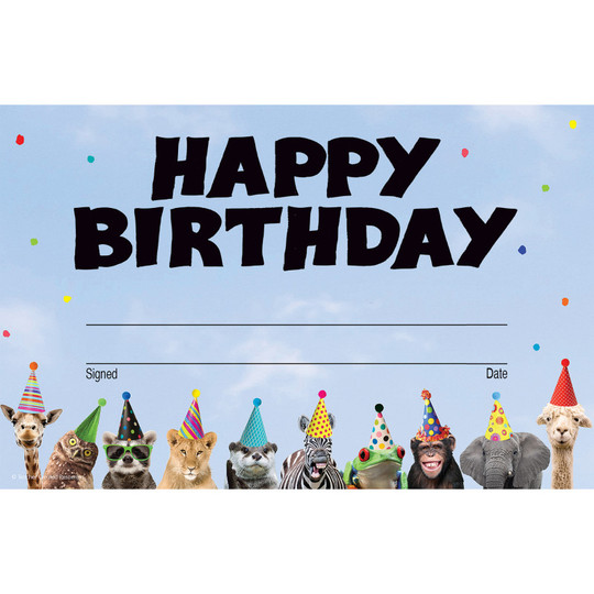 Go Wild Animals Happy Birthday Awards, Pack of 30