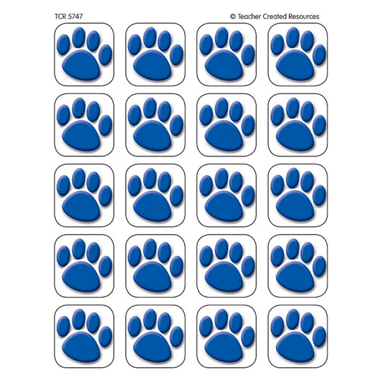 Blue Paw Prints Stickers, 1'' Square