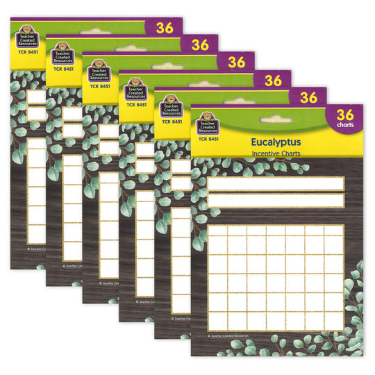 Eucalyptus Incentive Charts, 5-1/4'' x 6'', 36 Per Pack, 6 Packs