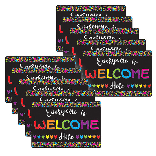 Computer Mouse Pad, 8'' x 10'', Everyone is Welcome Here, Hearts, Pack of 10