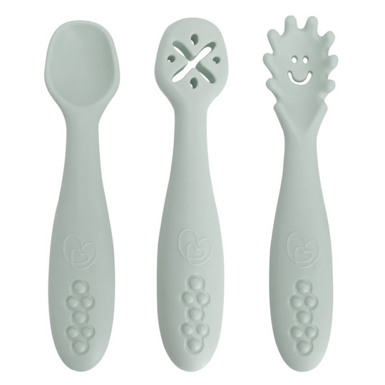 Silicone Scoop, Mash & Twist 3-Piece Cutlery Set, Seafoam