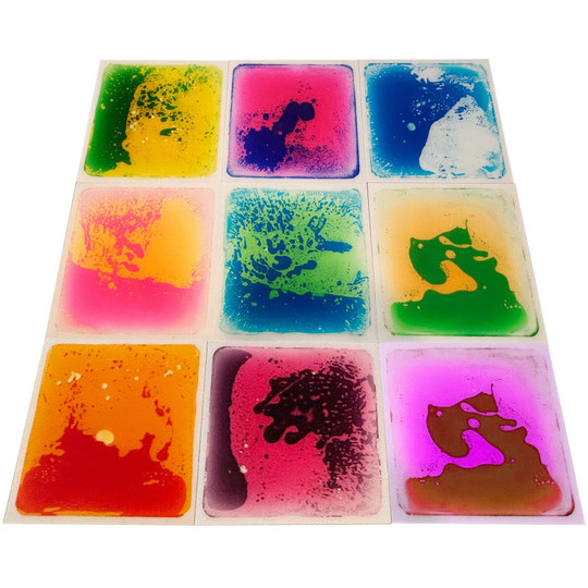 Liquid Floor Tiles, Assorted Colors, Squares, 12'' x 12'' x .2'', Set of 9