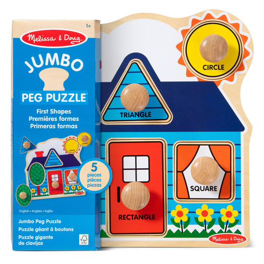First Shapes Jumbo Knob Wooden Puzzle - 5 Pieces