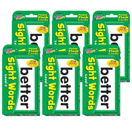 Sight Words &ndash; Level C Pocket Flash Cards, 6 Packs