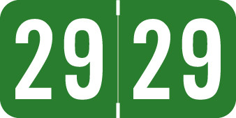 SAV-TYME 2029 GREEN Year Label 3/4"H X 1-1/2"W END TAB 500/ROLL