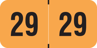 PMA FLUORESCENT 2029 FL ORANGE Year Label 3/4"H X 1-1/2"W END TAB 500/ROLL