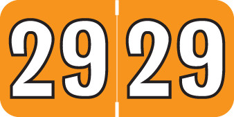 COLWELL 2029 LT ORANGE Year Label 3/4"H X 1-1/2"W END TAB 500/ROLL