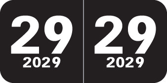 COL-R-TAB 2029 BLACK Year Label 3/4"H X 1-1/2"W END TAB 500/ROLL