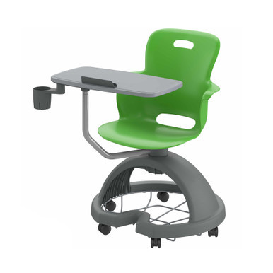 Green Apple Ethos 18-Inch Storage-Base Swivel Chair with Right-Hand Tablet Worktop, Cup Holder, Backpack Storage, and Hard Casters (25 in W x