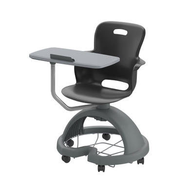 Black Ethos 18-Inch Storage-Base Swivel Chair with Right-Hand Tablet Worktop, Backpack Storage, and Soft-Roll Casters (25 in W