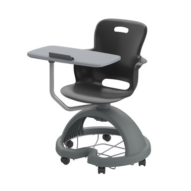 Black Ethos 18-Inch Storage-Base Swivel Chair with Right-Hand Tablet Worktop, Backpack Storage, and Hard Casters (25 in W x 20 in