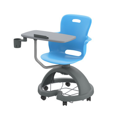 Ethos 18 Inch Storage Base Chair with Swivel Seating Shell, Right Handed Tablet, Cup Holder, and Soft Wheel Casters - Sk