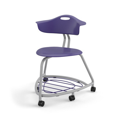 Navy 360 Classroom Chair with Back, Bag Rack and Soft-Roll Casters (26 in W x 31.25 in D x 26 in H)