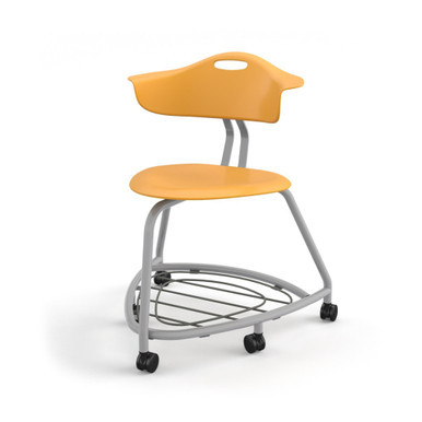 Orange 360 Classroom Chair with Back, Bag Rack and Hard Caster Wheels (26 in W x 31.25 in D x 26 in H)