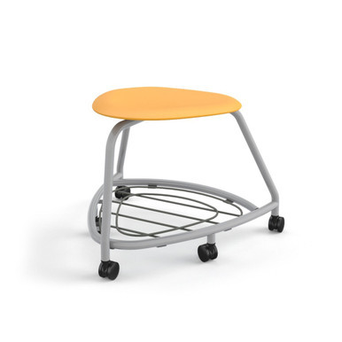 Orange Backless 360 Classroom Chair with Bag Rack and Hard Caster Wheels (26 in W x 18 in D x 26 in H)