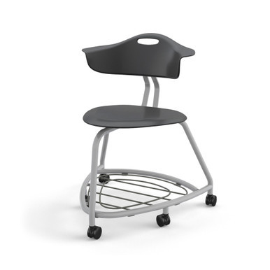 Black 360 Classroom Chair with Back, Bag Rack and Hard Caster Wheels (26 in W x 31.25 in D x 26 in H)