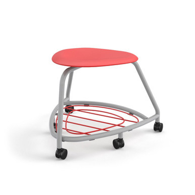 Red Backless 360 Classroom Chair with Bag Rack and Hard Caster Wheels (26 in W x 18 in D x 26 in H)
