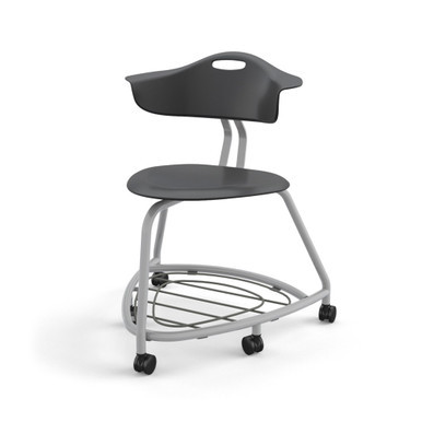 Black 360 Classroom Chair with Back, Bag Rack and Soft-Roll Casters (26 in W x 31.25 in D x 26 in H)