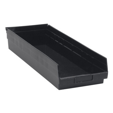Black Economy Shelf Bin - 24'' x 4'' x 4'' - Case of 20 (23.625 in W x 4 in D x 8.375 in H)