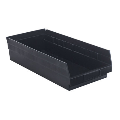 Black Economy Shelf Bin - 12'' x 17'' x 4'' - Case of 6 (17.875 in W x 4 in D x 8.375 in H)