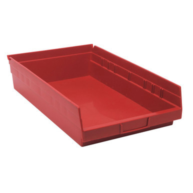 Red Economy Shelf Bin - 18'' x 17'' x 4'' - Case of 4 (17.875 in W x 4 in D x 11.125 in H)