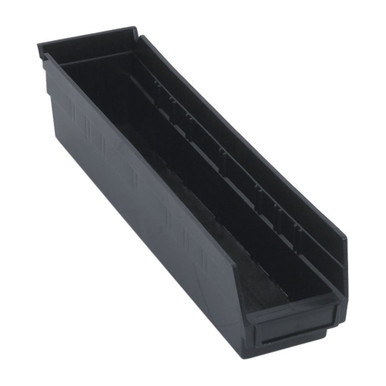 Black Economy Shelf Bin - 18'' x 4'' x 4'' - Case of 20 (17.875 in W x 4 in D x 4.125 in H)